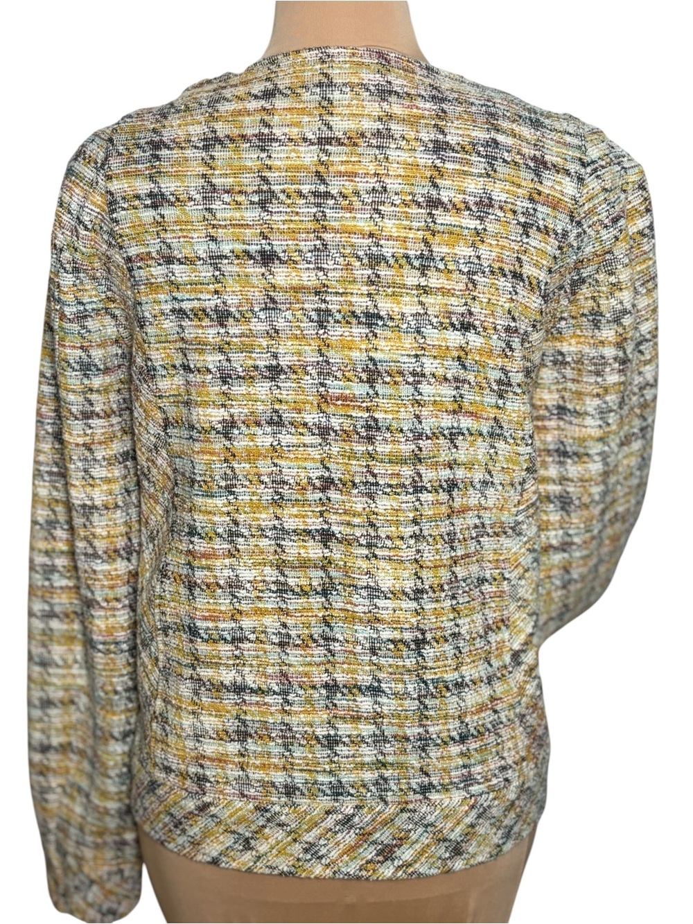 Liverpool Los Angeles Mustard Multi Textured Knit Zip Front Jacket Large - Picture 2 of 11